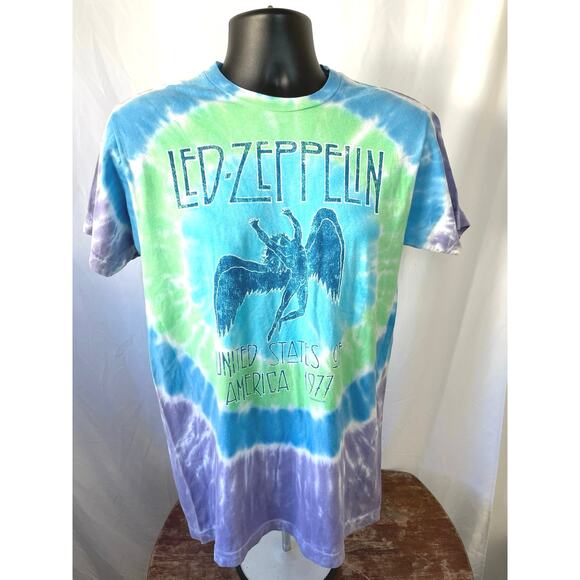 Led Zeppelin 1977 US Tour Tie-Dye Band T-Shirt Medium - Picture 1 of 5